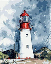 Charger l'image dans la galerie, peinture par numéros | Phare sous un Ciel chargé | intermédiaire paysages | FiguredArt