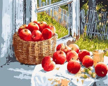 Charger l'image dans la galerie, peinture par numéros | Pommes rouges près de la Fenêtre | cuisine intermédiaire | FiguredArt