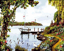 Charger l'image dans la galerie, peinture par numéros | Près du Ponton | bateaux intermédiaire | FiguredArt
