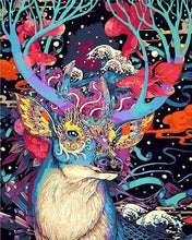 Charger l'image dans la galerie, peinture par numéros | Renne de Noël Moderne | animaux intermédiaire Noël rennes et biches | FiguredArt