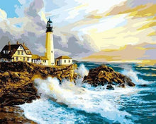 Charger l'image dans la galerie, peinture par numéros | Tempête près du Phare | intermédiaire paysages | FiguredArt