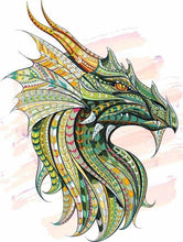 Charger l'image dans la galerie, peinture par numéros | Tête de Dragon vert | animaux complexe dragons | FiguredArt