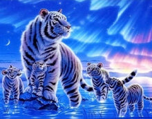 Charger l'image dans la galerie, peinture par numéros | Tigres au Soleil Levant | animaux intermédiaire tigres | FiguredArt