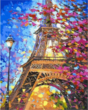 Charger l'image dans la galerie, peinture par numéros | Tour Eiffel et arbre au Printemps | nouveautés ville romantique complexe | FiguredArt