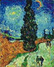 Charger l'image dans la galerie, peinture par numéros | Van Gogh - La Route aux Cyprès | nouveautés reproduction paysages van gogh complexe | FiguredArt
