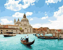 Charger l'image dans la galerie, peinture par numéros | Venise Ensoleillée | bateaux intermédiaire romantique | FiguredArt