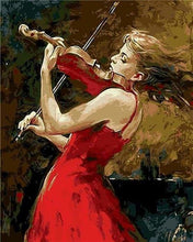 Charger l'image dans la galerie, peinture par numéros | Violoniste et Robe rouge | intermédiaire musique romantique | FiguredArt