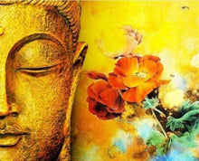 Charger l'image dans la galerie, peinture par numéros | Visage de Buddha et Fleurs | complexe fleurs portrait religion | FiguredArt