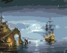 Charger l'image dans la galerie, peinture par numéros | Voilier au Clair de Lune | bateaux, complexe | FiguredArt