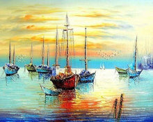 Charger l'image dans la galerie, peinture par numéros | Voiliers au port | bateaux intermédiaire paysages | FiguredArt