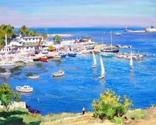 Charger l'image dans la galerie, peinture par numéros | Vue dun petit Port grec | bateaux complexe paysages | FiguredArt